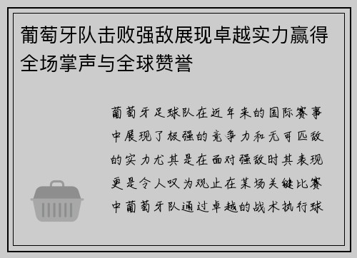 葡萄牙队击败强敌展现卓越实力赢得全场掌声与全球赞誉